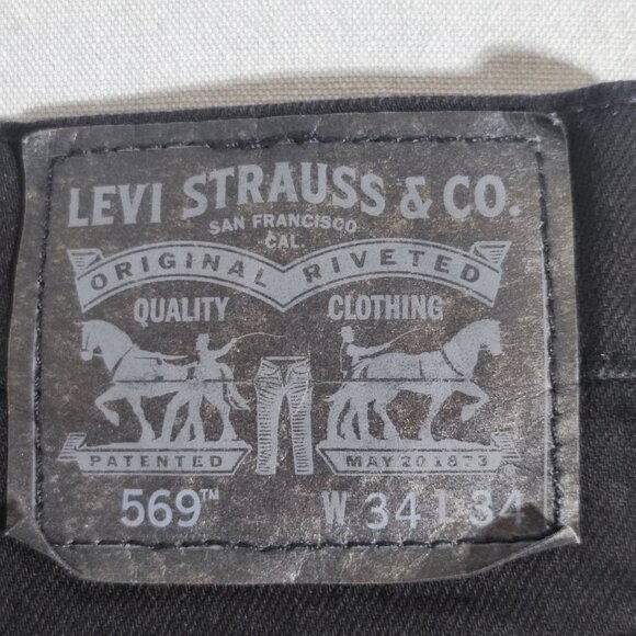Levi's 569 jeans men's size W36(34)/ L34 black colour loose fit straight stretch - Picture 5 of 15